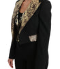 Dolce & Gabbana Black Jacquard Vest Blazer Coat Wool Jacket