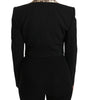 Dolce & Gabbana Black Jacquard Vest Blazer Coat Wool Jacket