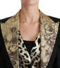 Dolce & Gabbana Black Jacquard Vest Blazer Coat Wool Jacket