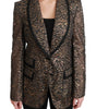 Dolce & Gabbana Gold Black Lace Blazer Coat Floral Jacket