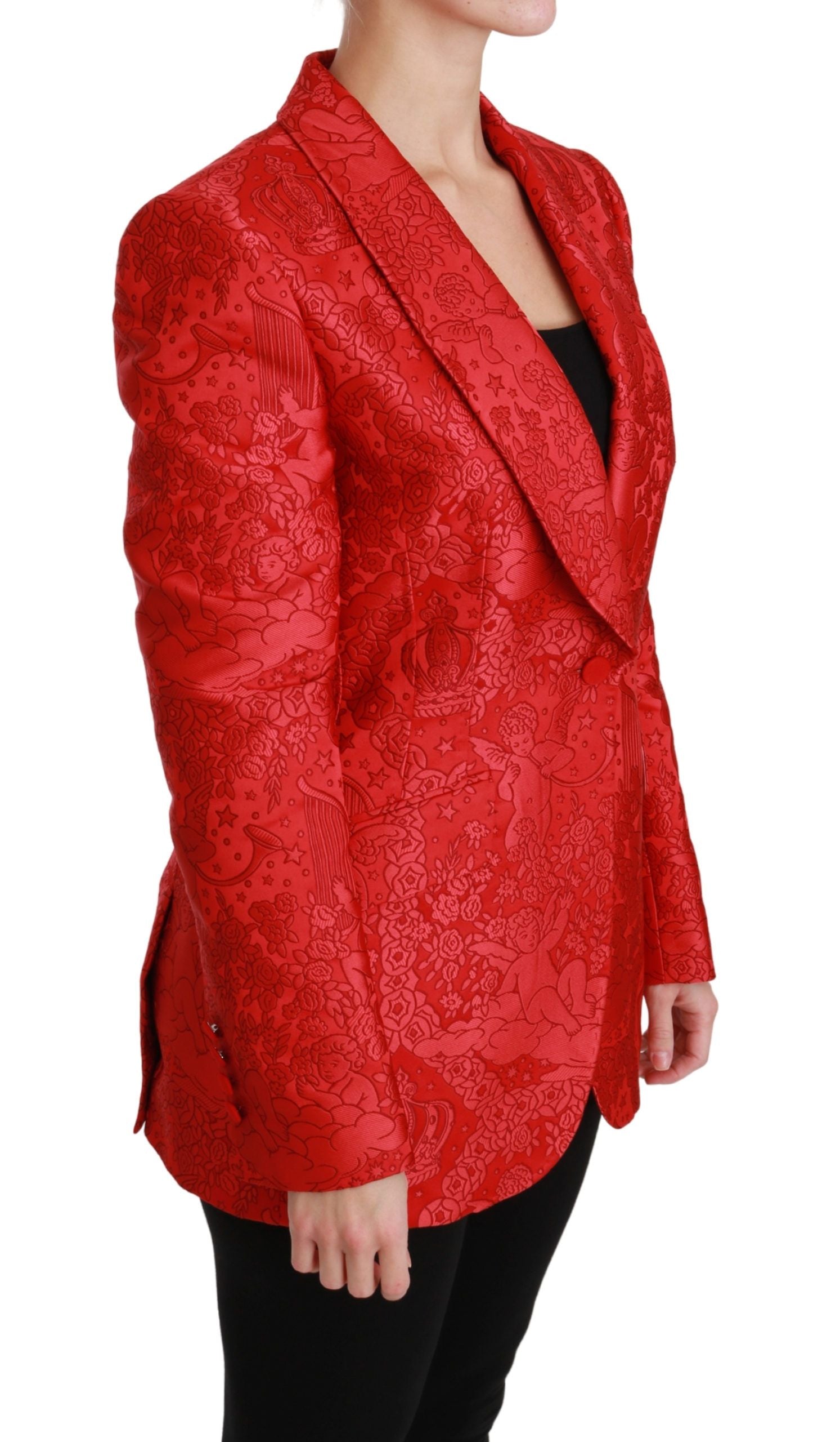 Blazer rouge à motif floral ange Dolce &amp; Gabbana