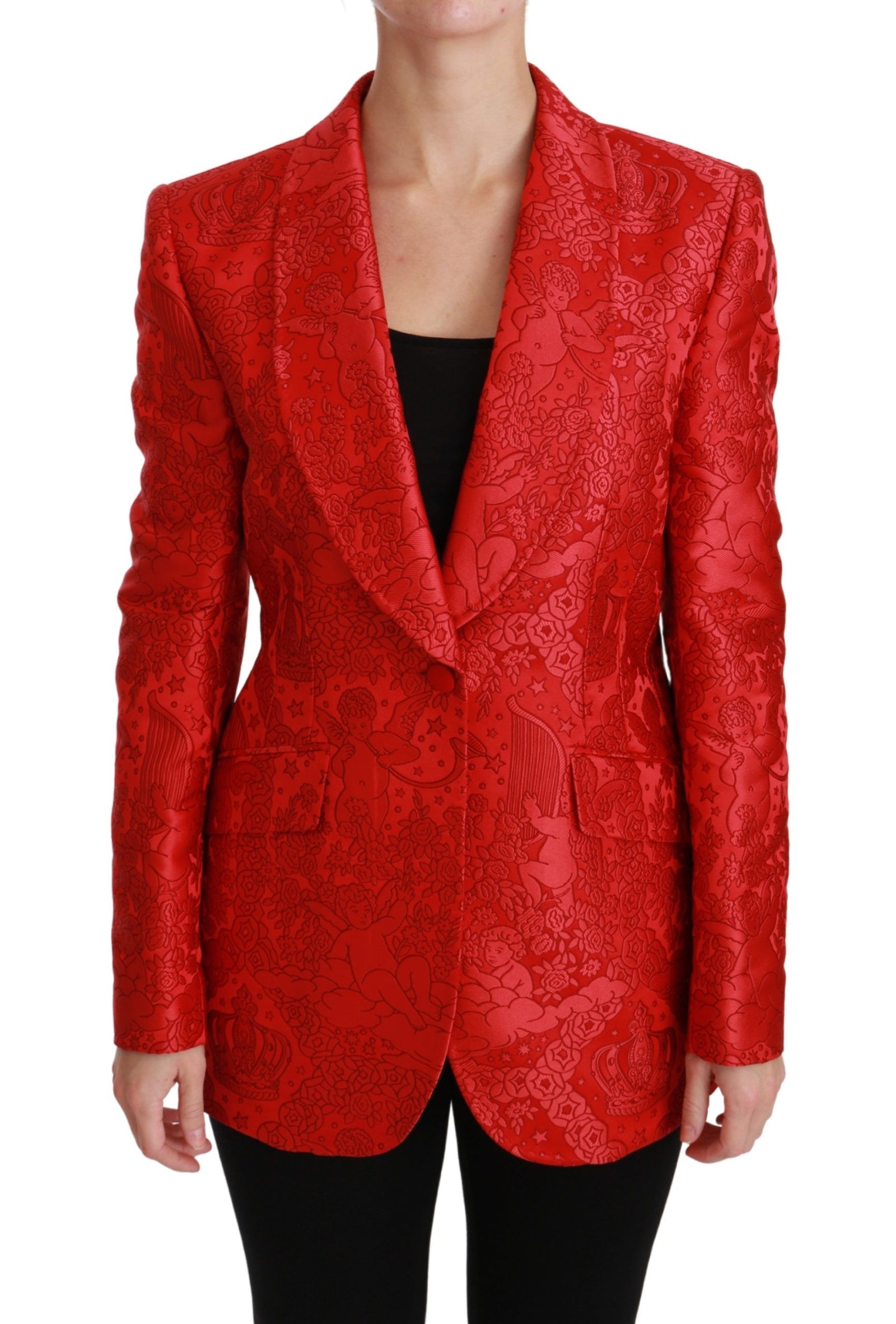 Blazer rouge à motif floral ange Dolce &amp; Gabbana