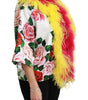 Dolce & Gabbana White Floral Coat Capte Fur Roses Jacket