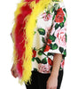 Dolce & Gabbana White Floral Coat Capte Fur Roses Jacket
