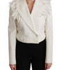 Dolce & Gabbana White Double Breasted Coat Wool Jacket