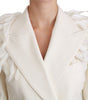 Dolce & Gabbana White Double Breasted Coat Wool Jacket