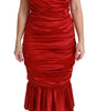 Dolce & Gabbana Red Silk Stretch Mermaid Bodycon Dress