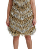 Dolce & Gabbana Silver Gold Sheath Mini Shift Gown Dress