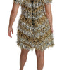 Dolce & Gabbana Silver Gold Sheath Mini Shift Gown Dress