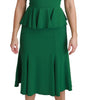 Dolce & Gabbana Green Heart Patch Mermaid Midi Viscose Dress