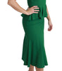 Dolce & Gabbana Green Heart Patch Mermaid Midi Viscose Dress