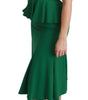 Dolce & Gabbana Green Heart Patch Mermaid Midi Viscose Dress