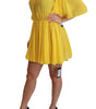 Dolce & Gabbana Yellow Pleated A-line Mini 100% Silk Dress