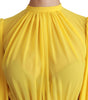 Dolce & Gabbana Yellow Pleated A-line Mini 100% Silk Dress