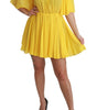 Dolce & Gabbana Yellow Pleated A-line Mini 100% Silk Dress