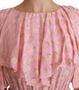 Dolce & Gabbana Silk Pink Polka Dots Pleated A-line Midi Dress