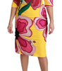 Dolce & Gabbana Yellow Floral Crystal Bodycon Sheath Dress