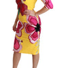 Dolce & Gabbana Yellow Floral Crystal Bodycon Sheath Dress