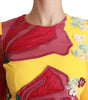 Dolce & Gabbana Yellow Floral Crystal Bodycon Sheath Dress