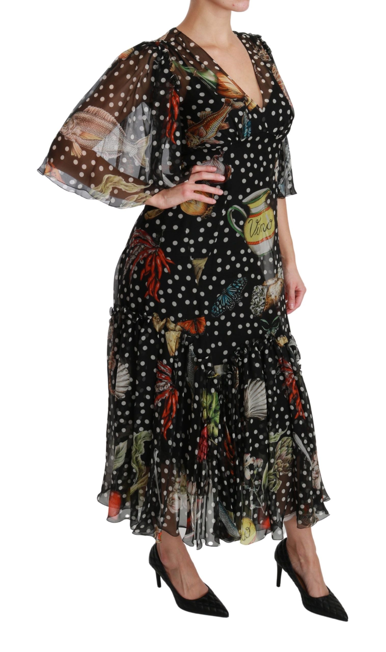 Dolce & Gabbana Black Sea Fish Sicily A-line Shift Dress