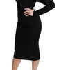 Dolce & Gabbana Black Bodycon Sheath Midi Stretch Dress