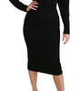 Dolce & Gabbana Black Bodycon Sheath Midi Stretch Dress