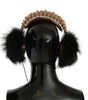 Dolce &amp; Gabbana Gold Black Crystal Embellished Headphones