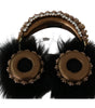 Dolce &amp; Gabbana Gold Black Crystal Embellished Headphones