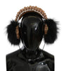 Dolce &amp; Gabbana Gold Black Crystal Embellished Headphones