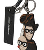 Dolce & Gabbana Chic Leather-Trim Keychain with Brass Accents