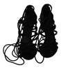 Dolce & Gabbana Black Suede Strap Stilettos Shoes Sandals
