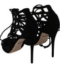 Dolce & Gabbana Black Suede Strap Stilettos Shoes Sandals