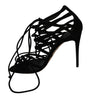 Dolce & Gabbana Black Suede Strap Stilettos Shoes Sandals