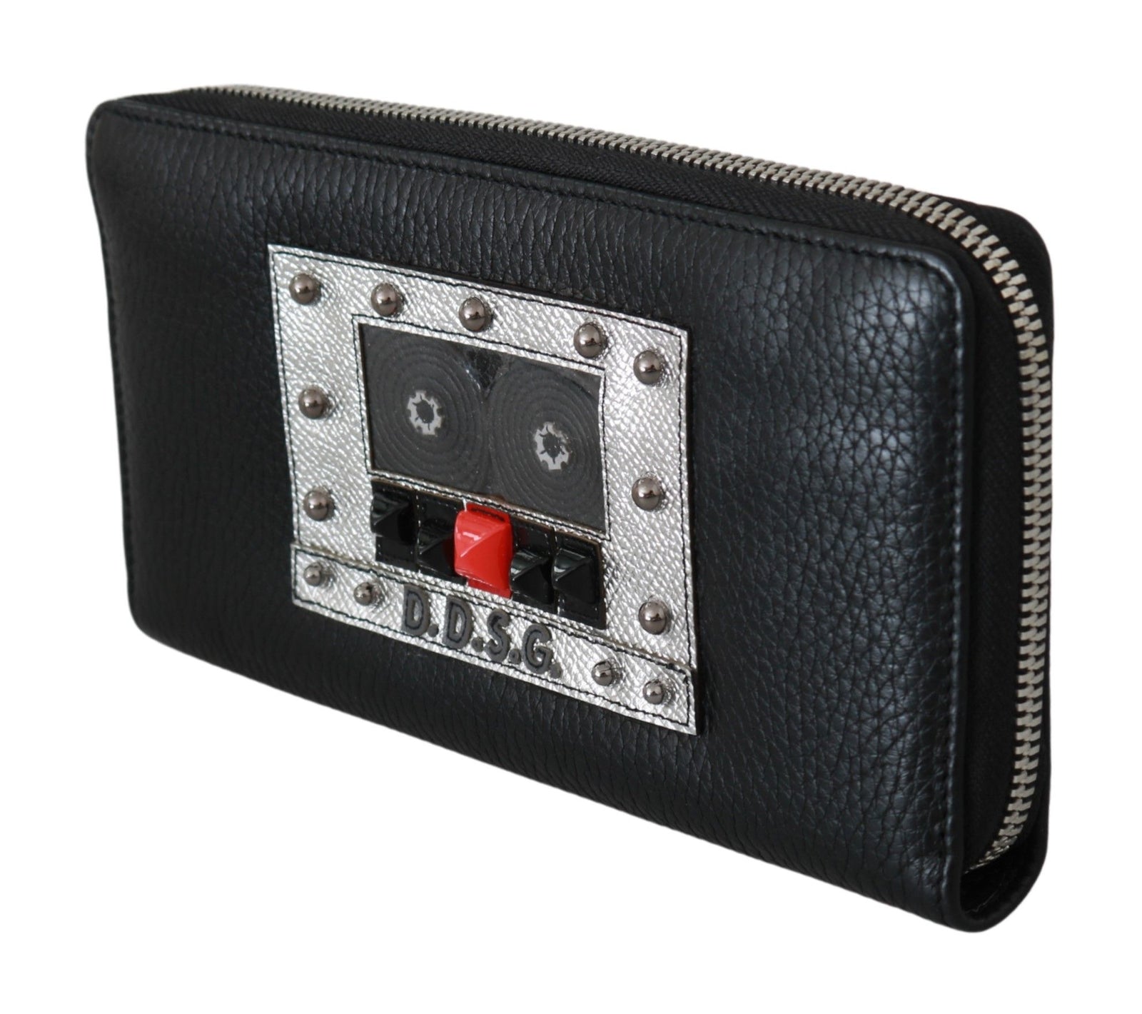 Portefeuille continental zippé élégant en cuir noir Dolce & Gabbana