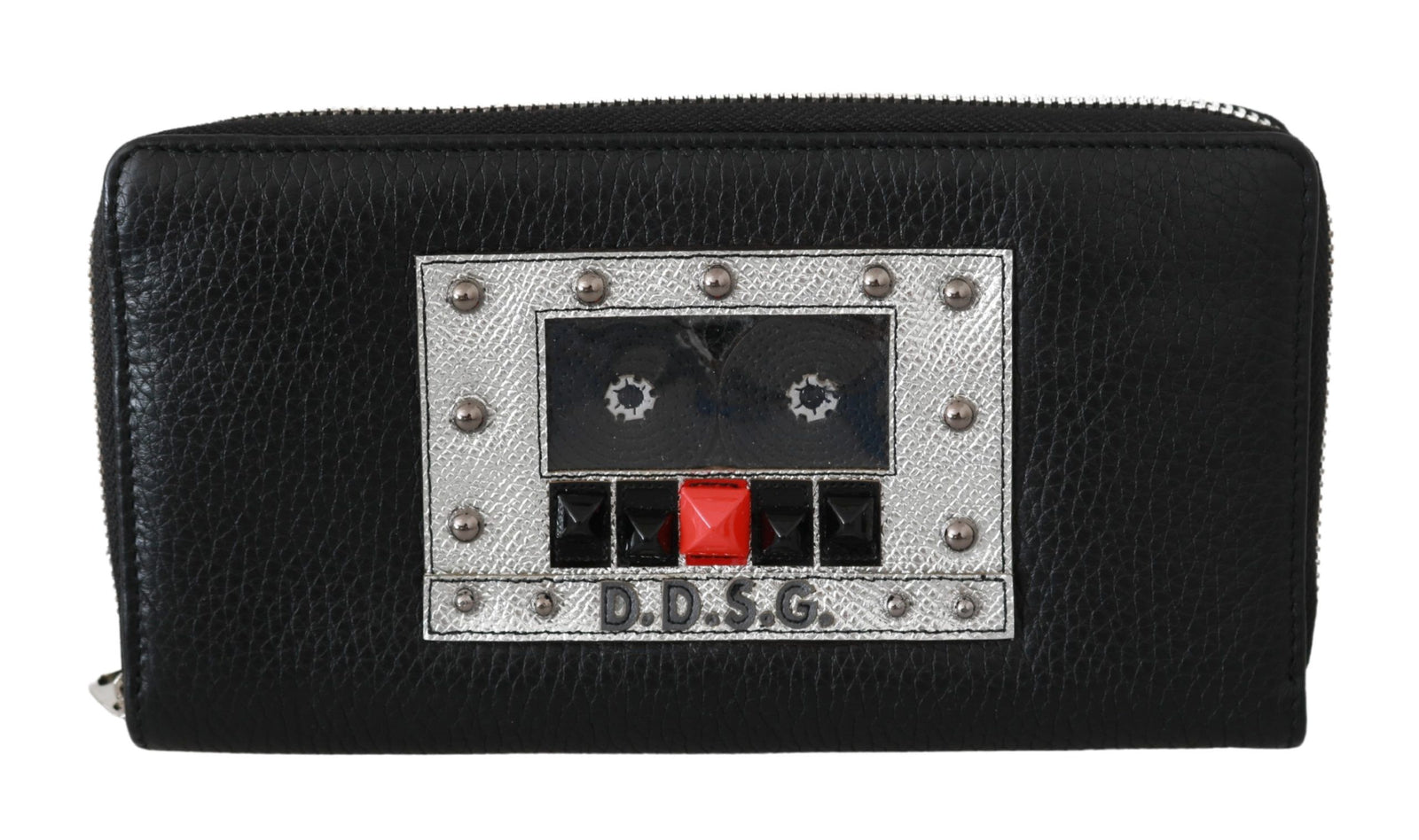 Portefeuille continental zippé élégant en cuir noir Dolce & Gabbana