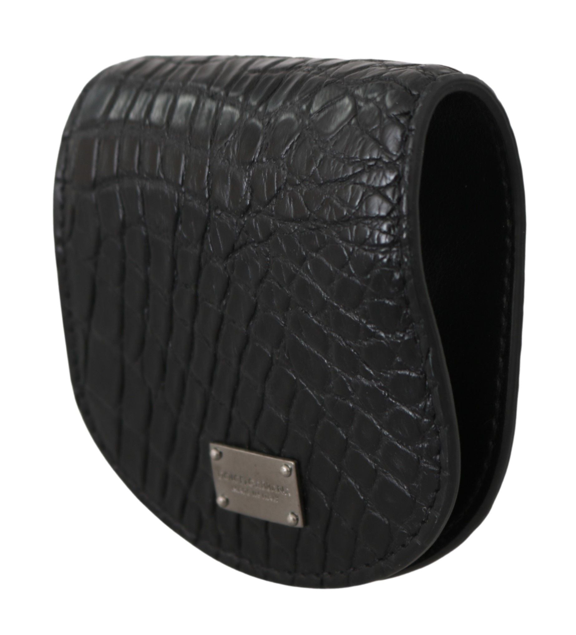 Portefeuille porte-monnaie élégant en cuir noir Dolce & Gabbana
