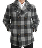 Dolce & Gabbana Gray Check Wool Cashmere Coat Jacket