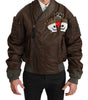 Dolce & Gabbana Brown Beaded Crown Skull Logo Jacket
