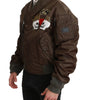 Dolce & Gabbana Brown Beaded Crown Skull Logo Jacket