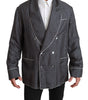 Dolce & Gabbana Navy Blue Patterned Double Breasted Coat Jacket