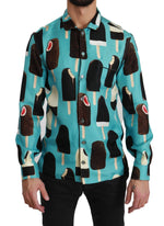 Chemise en soie mélangée à imprimé glace, exclusivité Dolce &amp; Gabbana