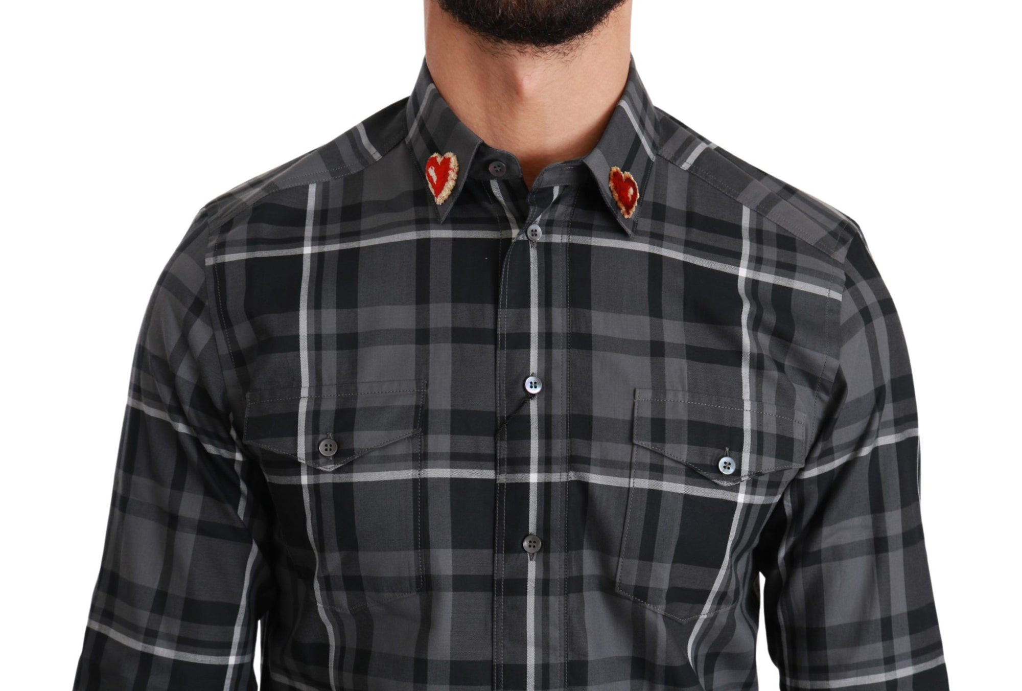 Chemise Martini élégante à carreaux gris Dolce &amp; Gabbana