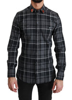 Chemise Martini élégante à carreaux gris Dolce &amp; Gabbana