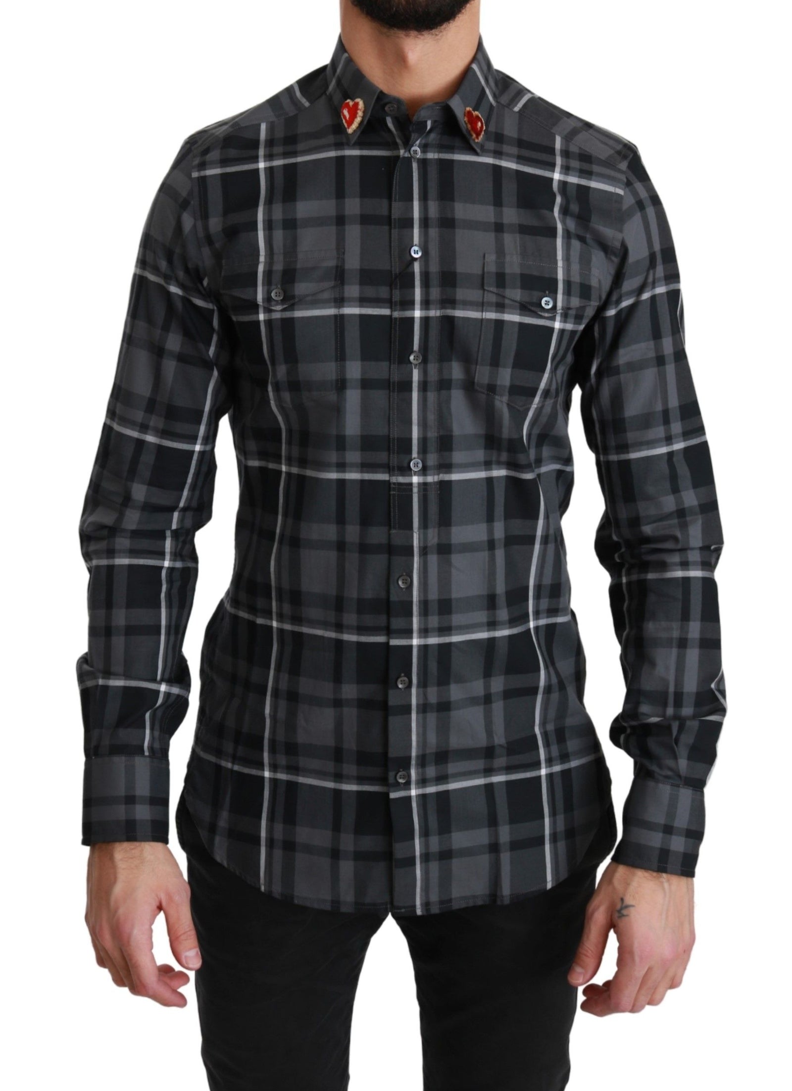 Chemise Martini élégante à carreaux gris Dolce &amp; Gabbana