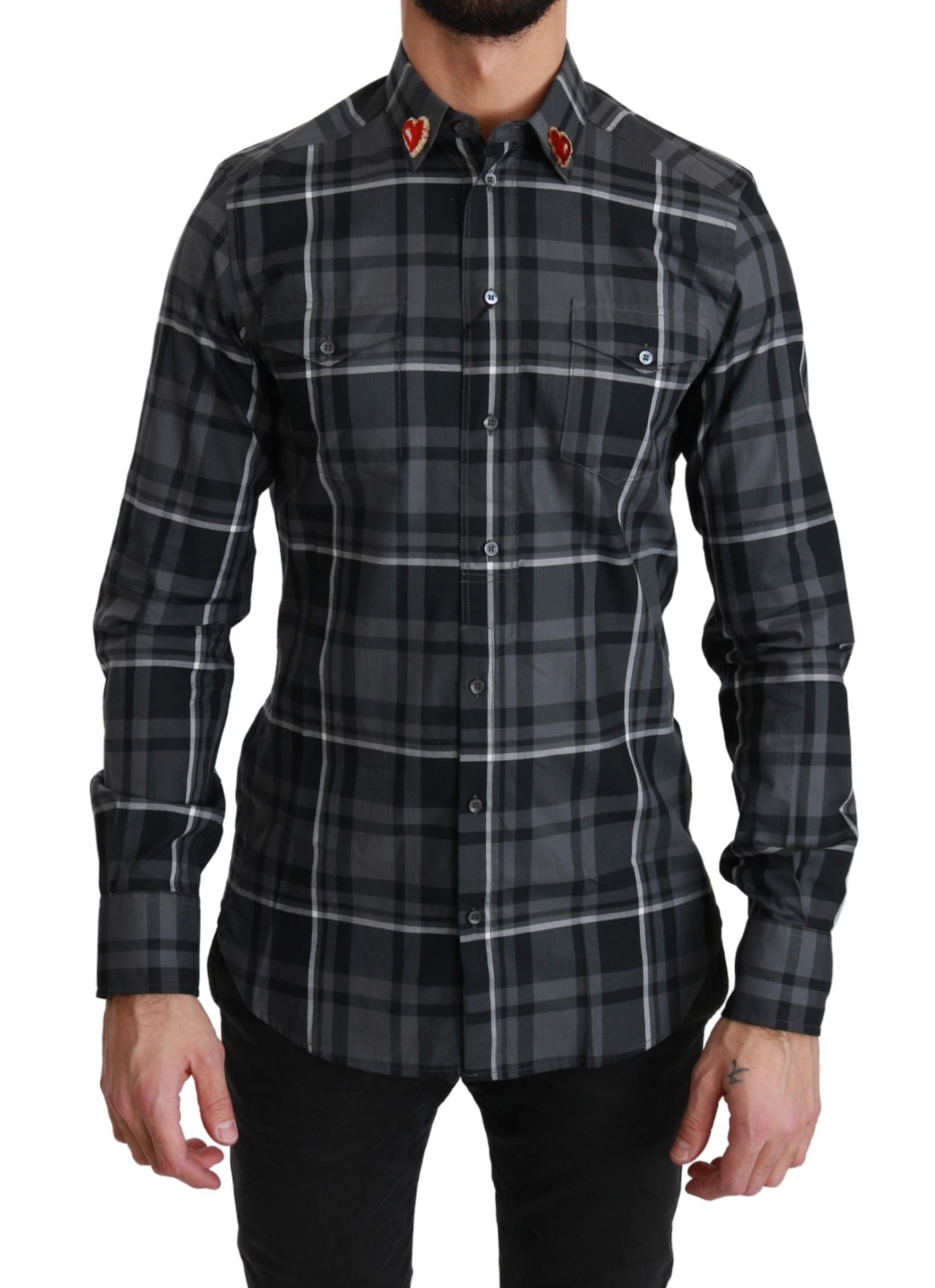 Chemise Martini élégante à carreaux gris Dolce &amp; Gabbana