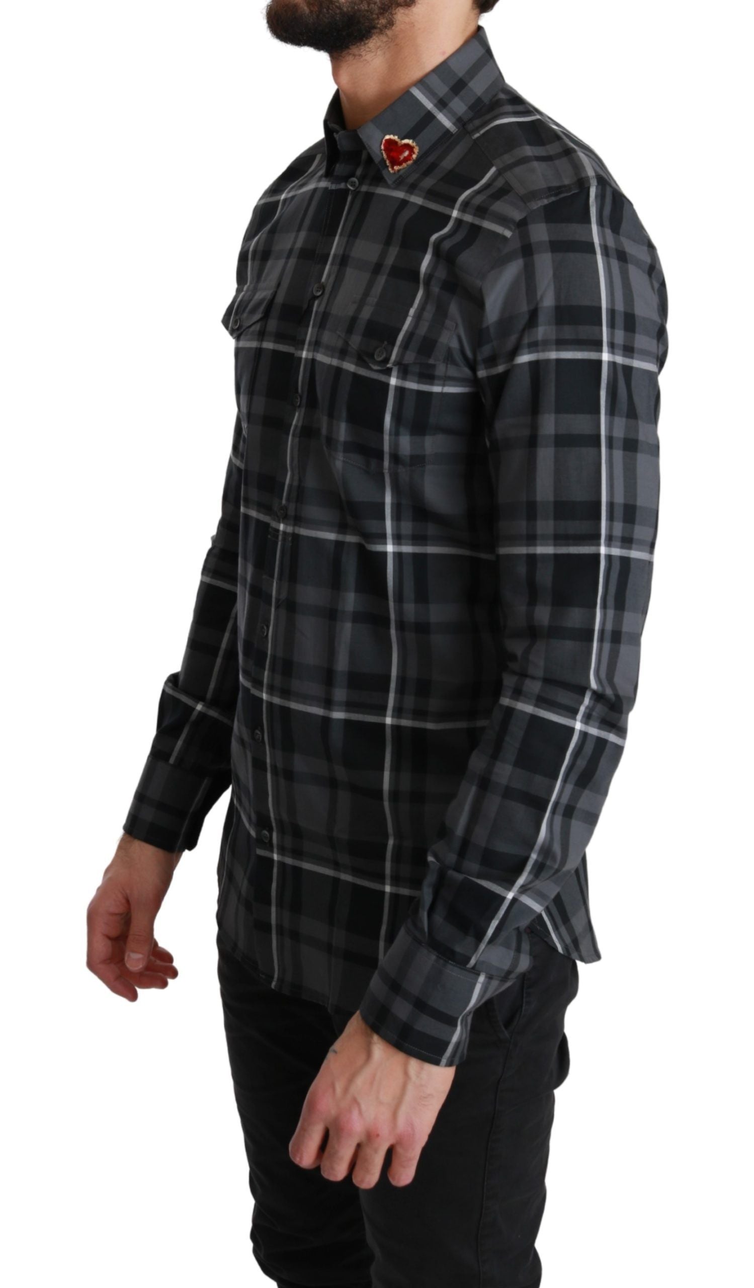 Chemise Martini élégante à carreaux gris Dolce &amp; Gabbana