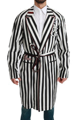 Dolce & Gabbana - Robe de nuit élégante avec ceinture en noir et blanc