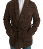 Dolce & Gabbana Brown Checkered Wool Robe Coat  Wrap Jacket