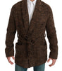 Dolce & Gabbana Brown Checkered Wool Robe Coat  Wrap Jacket