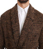 Dolce & Gabbana Brown Checkered Wool Robe Coat  Wrap Jacket